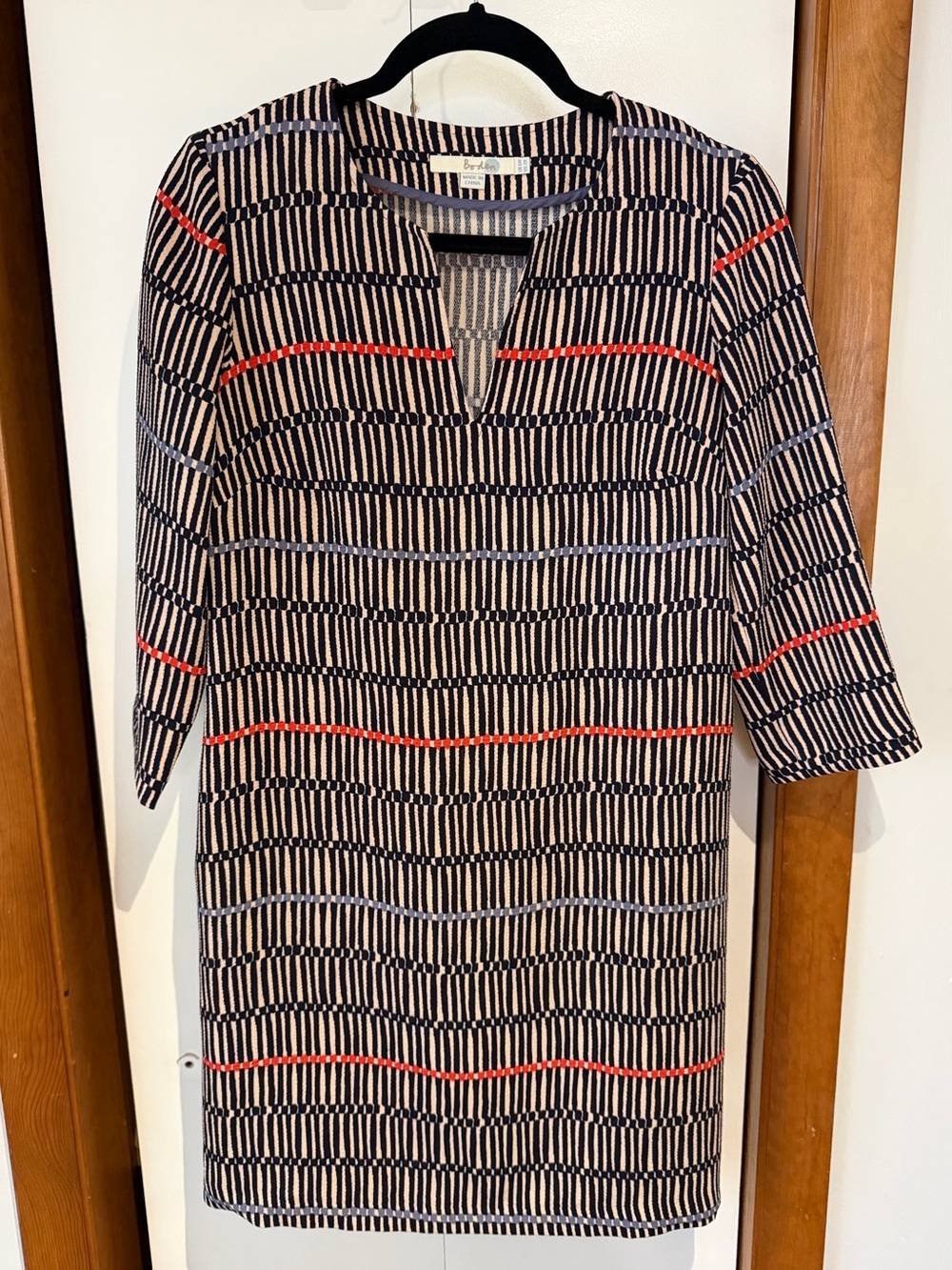 BODEN Graphic Geometric Stripe Easy Notch Tunic Shift Dress - Size 2